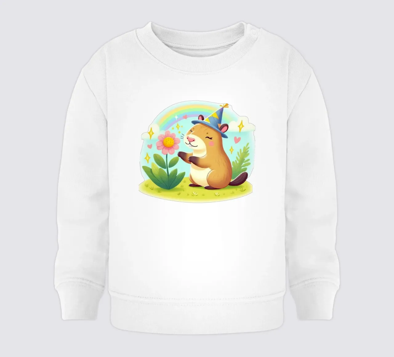 Castoro felice con fiore felpa neonato da FluffyToons