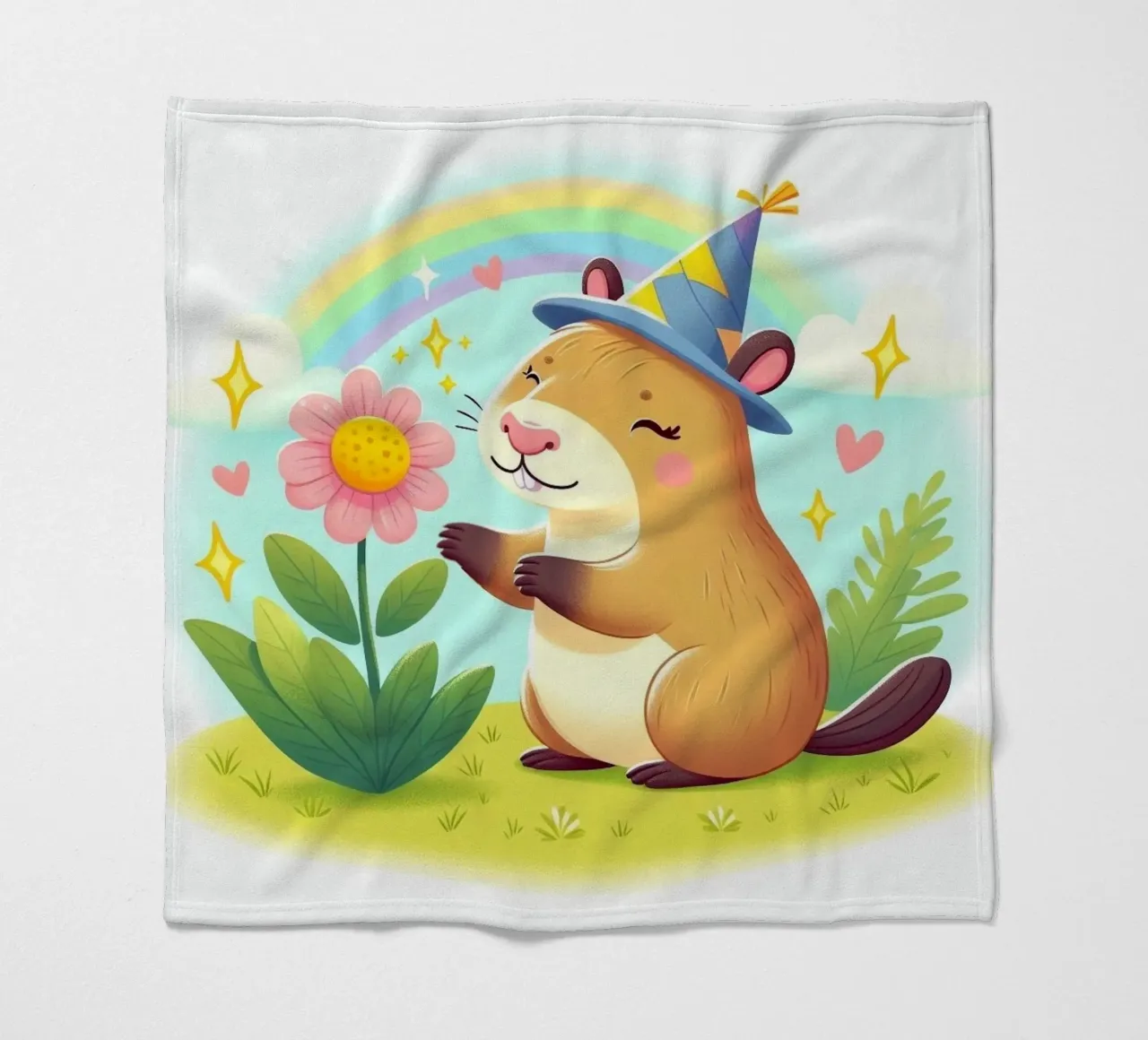 Castoro felice con fiore coperta in pile da FluffyToons