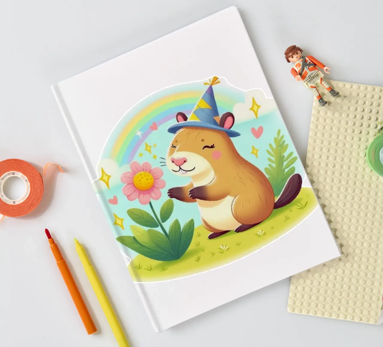 Castoro felice con fiore diario da FluffyToons