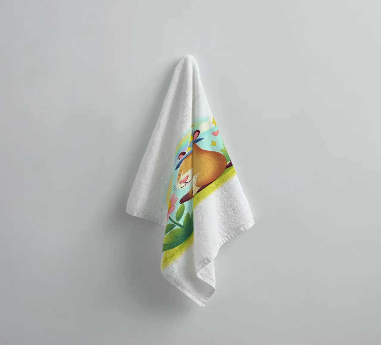 Castoro felice con fiore asciugamano da bagno da FluffyToons