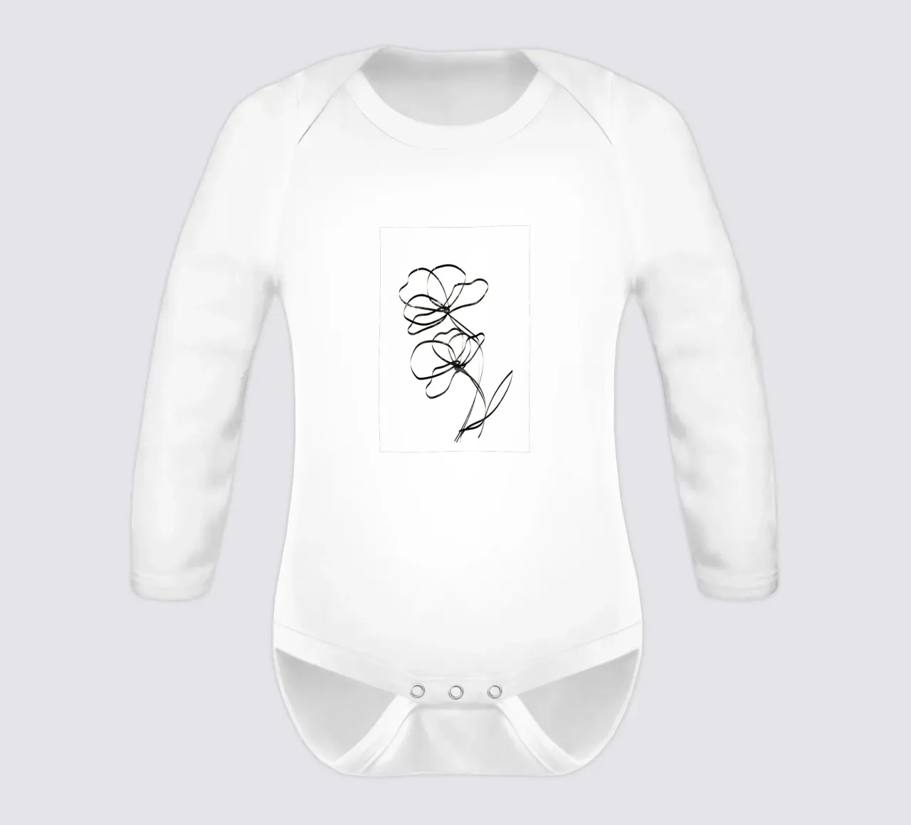 Flowers Line Art long-sleeve baby romper by Melloi Art Print