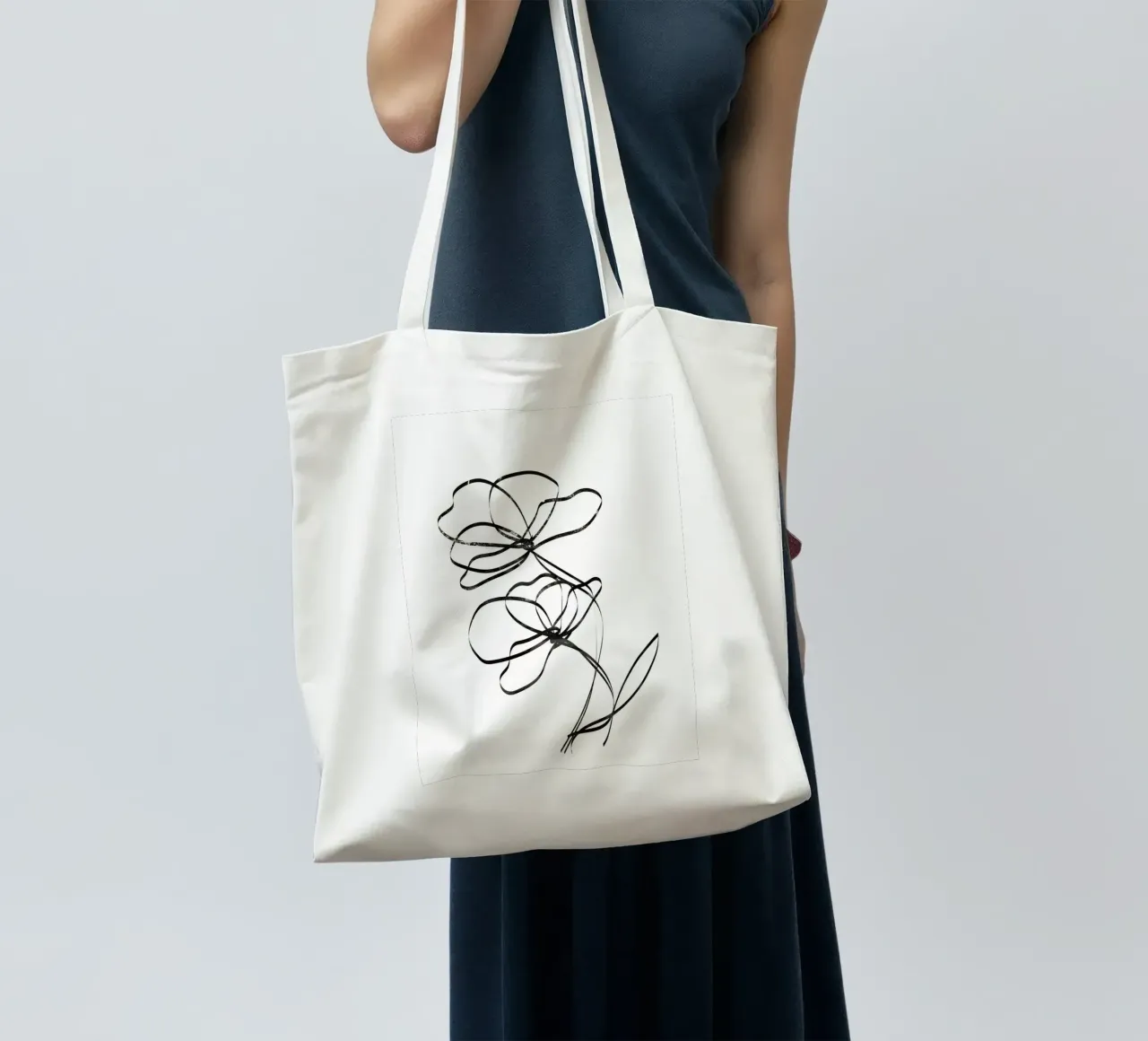 Fiori Line Art borsa in juta da Melloi Art Print