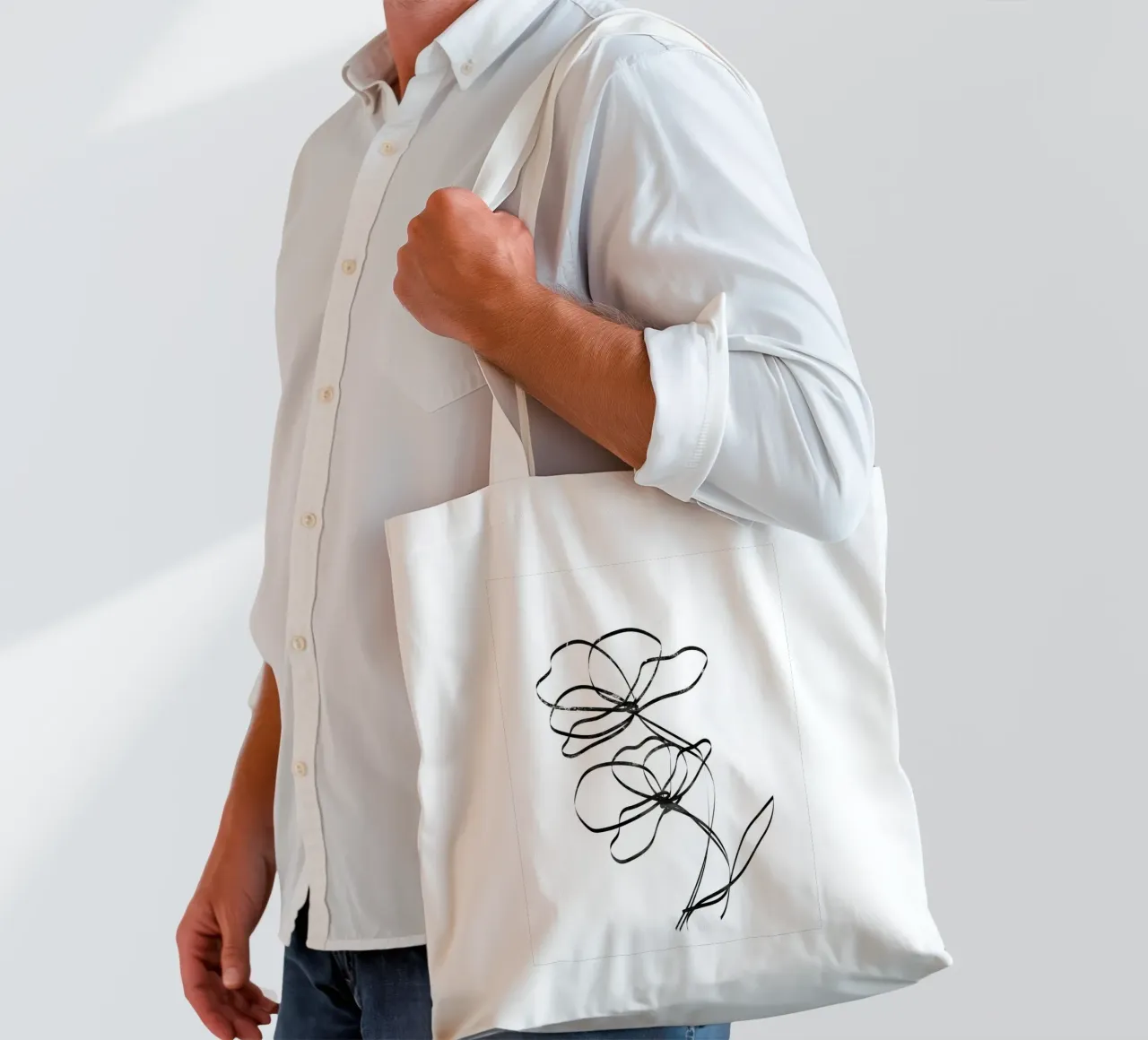 Fiori Line Art borsa in juta da Melloi Art Print