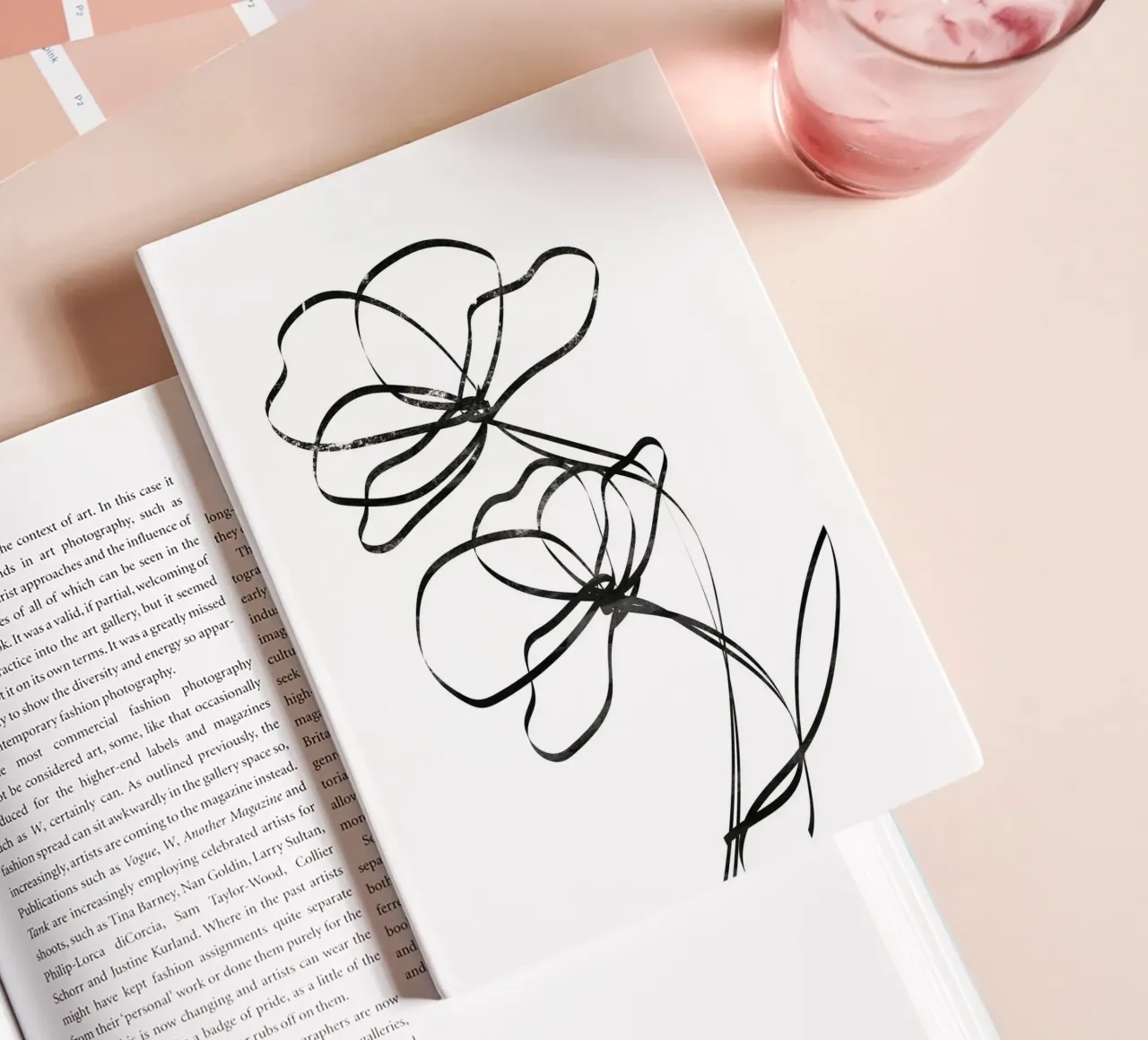 Flowers Line Art notebook by Melloi Art Print