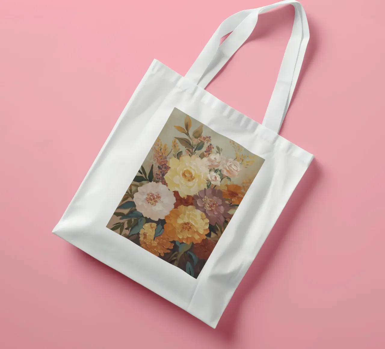 Bouquet floreale autunnale vintage borsa in juta da Melloi Art Print