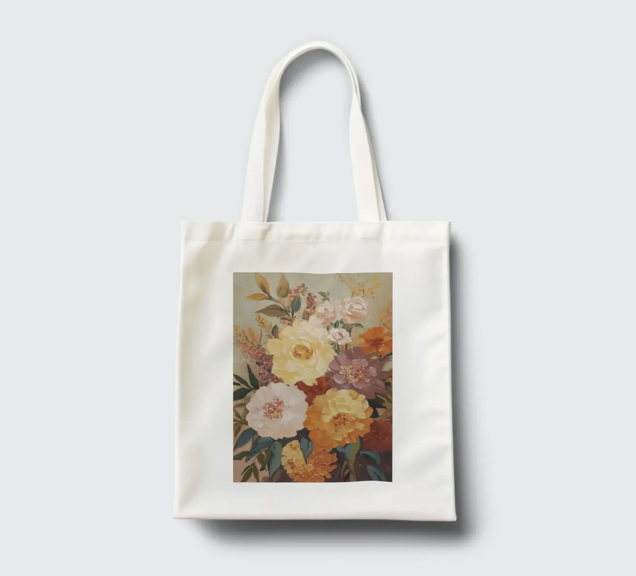 Bouquet floreale autunnale vintage borsa in juta da Melloi Art Print