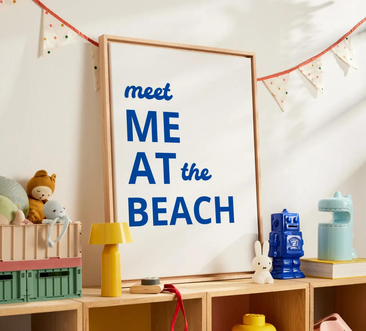 Meet me at the beach canvas met Baklijst van ramosashop