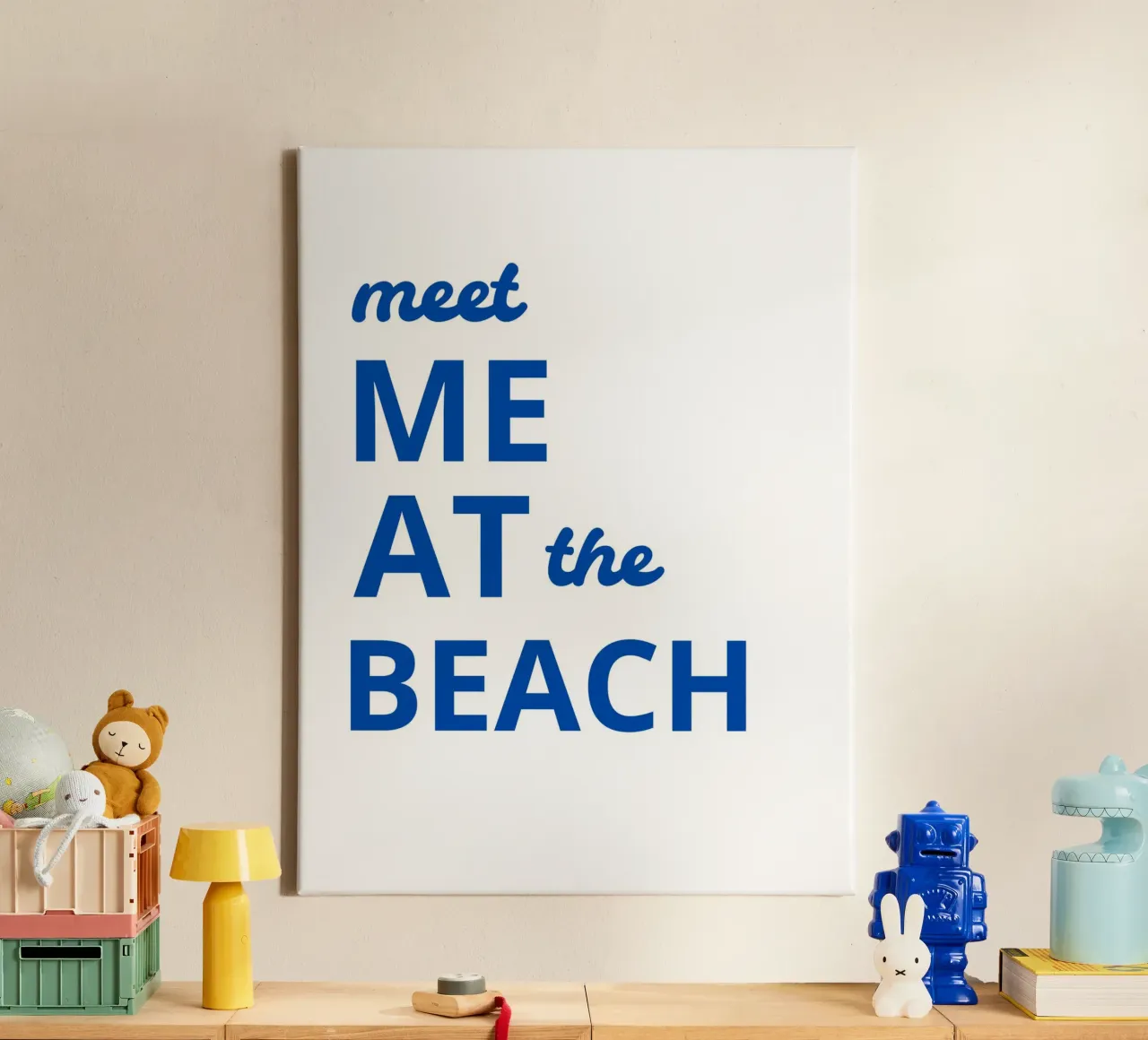 Meet me at the beach canvas met Baklijst van ramosashop