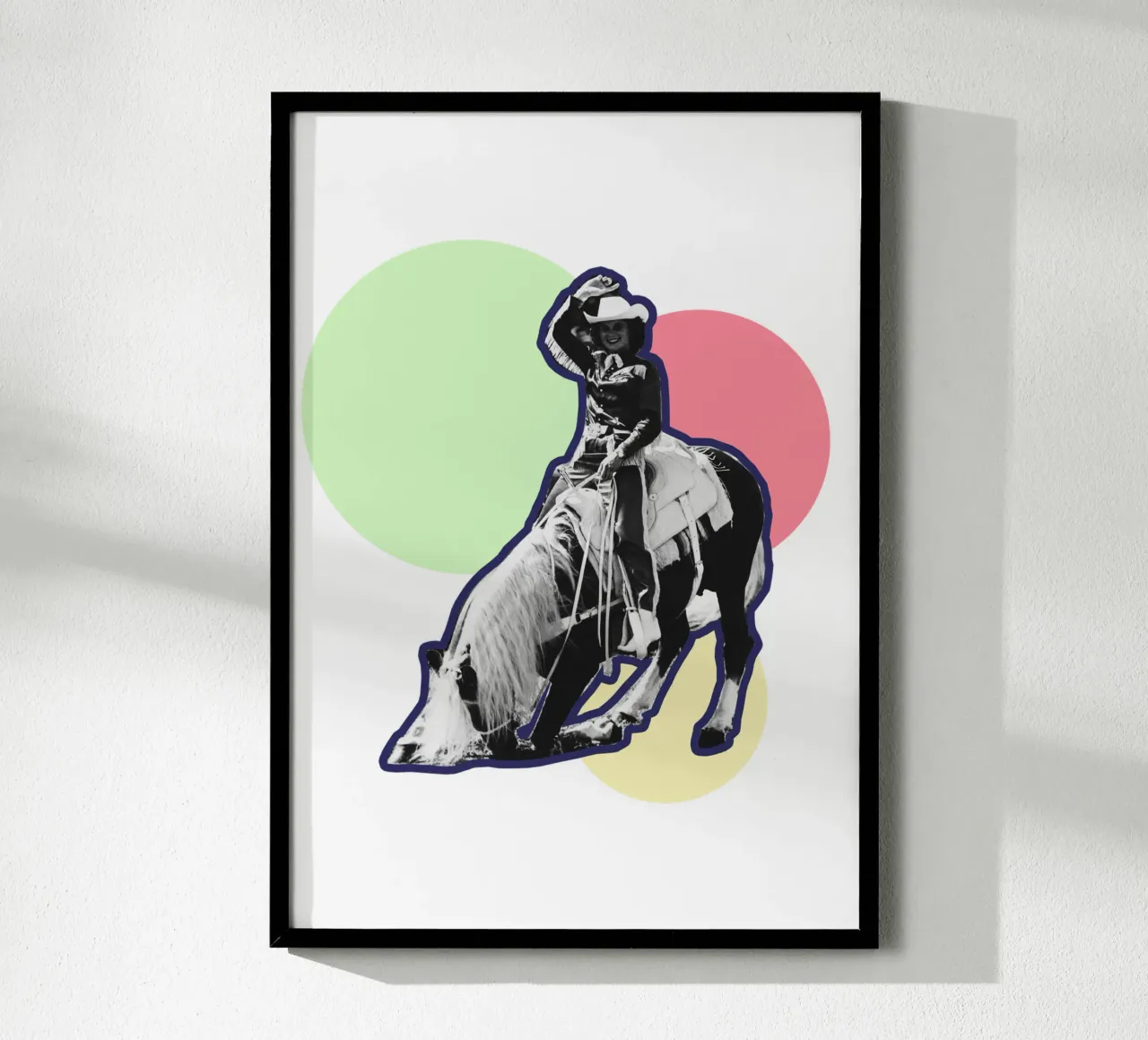 Western Riding Woman poster with wooden frame by IndigoBird