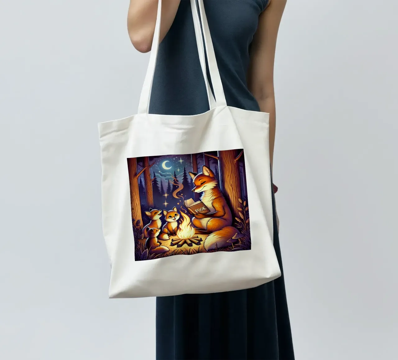 L'ora della storia con Mamma Volpe borsa in juta da FluffyToons