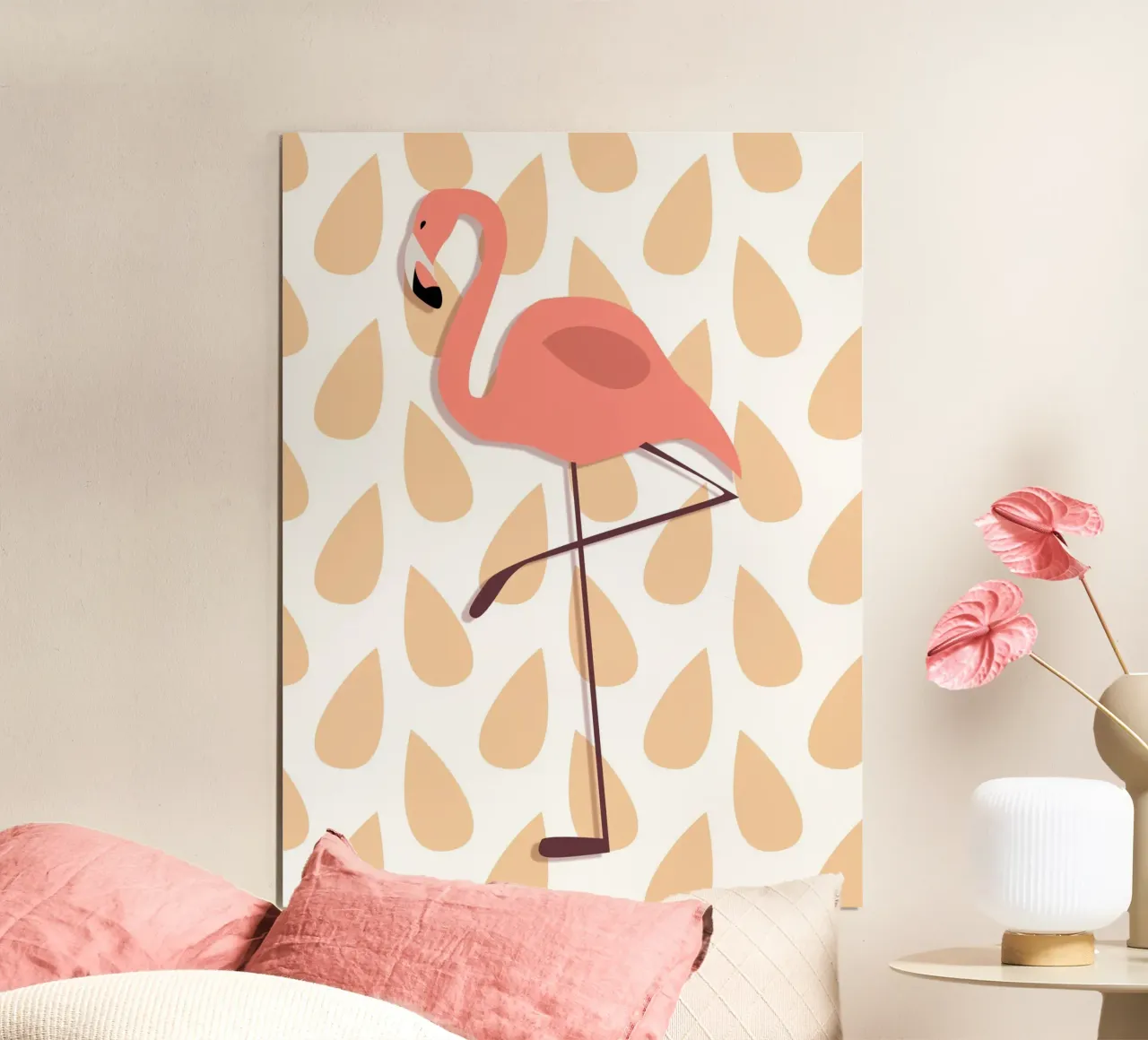 Pink Flamino Illustration poster with plastic frame by IndigoBird