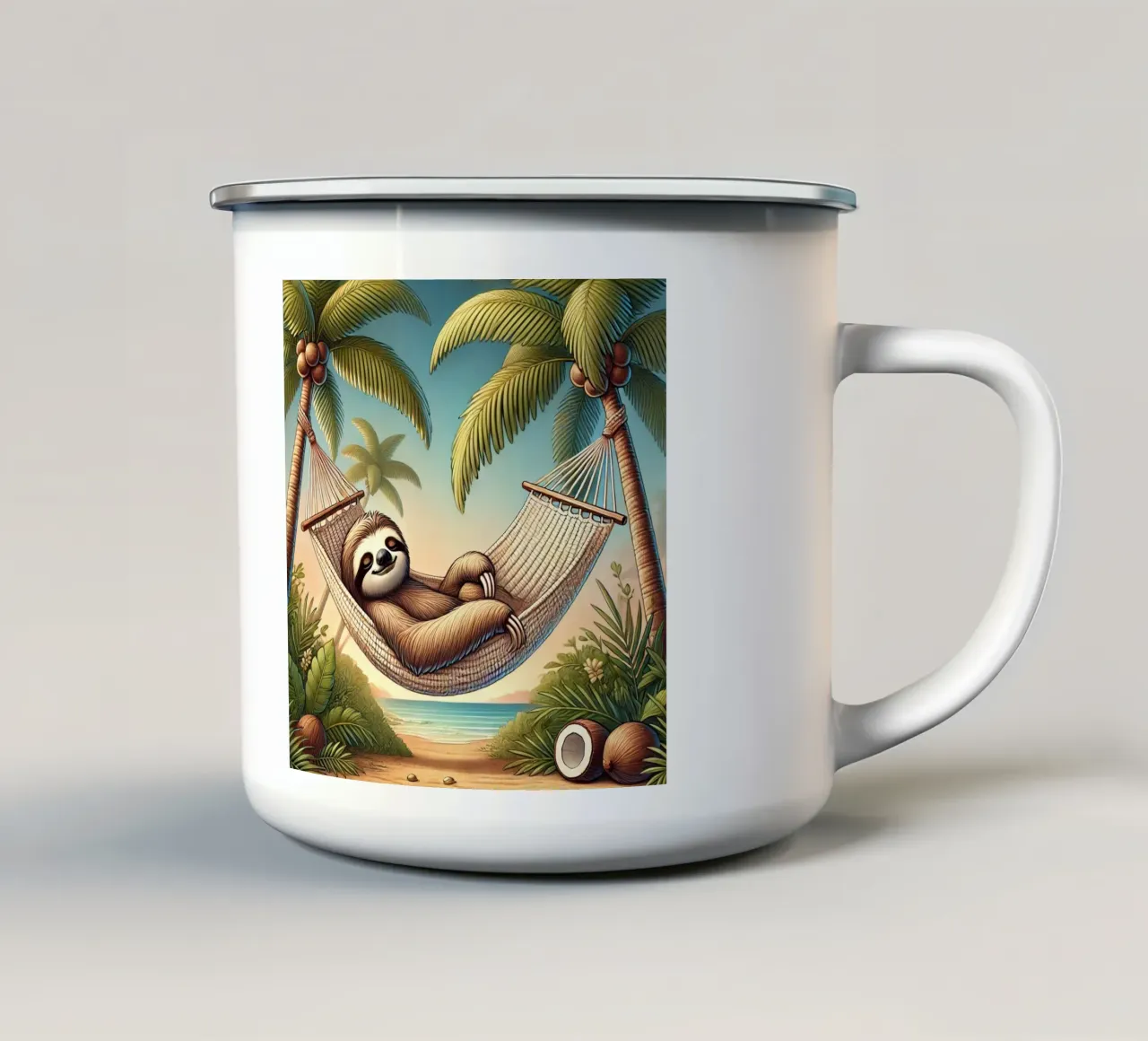 Il rifugio tropicale di Sloth tazza in smalto da FluffyToons