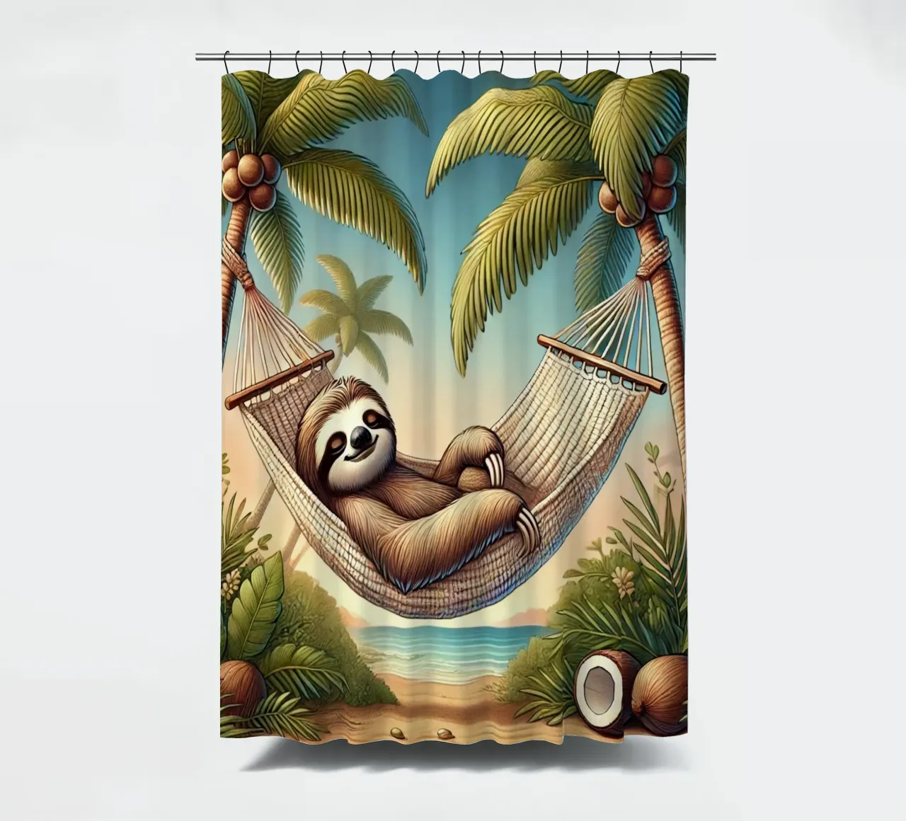 Il rifugio tropicale di Sloth tenda da doccia da FluffyToons
