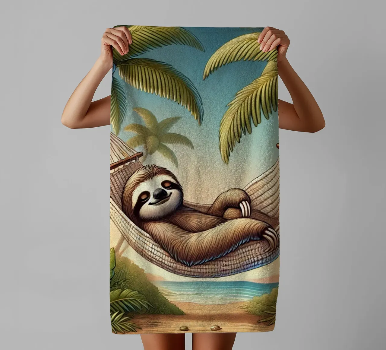 Il rifugio tropicale di Sloth asciugamano da bagno da FluffyToons