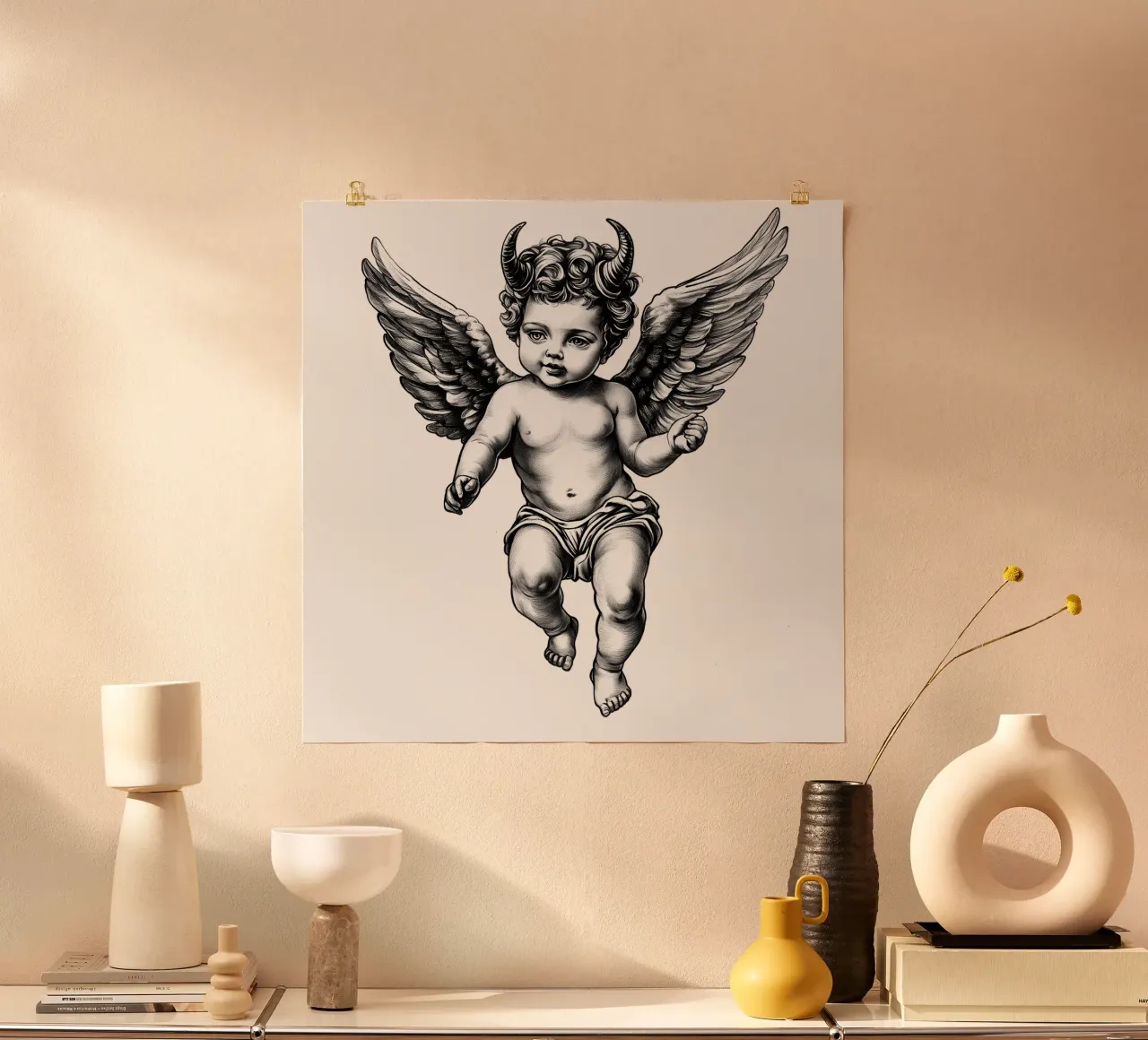Piccolo angelo del diavolo | Vestiti per bambini poster con telaio in plastica da Autofocus