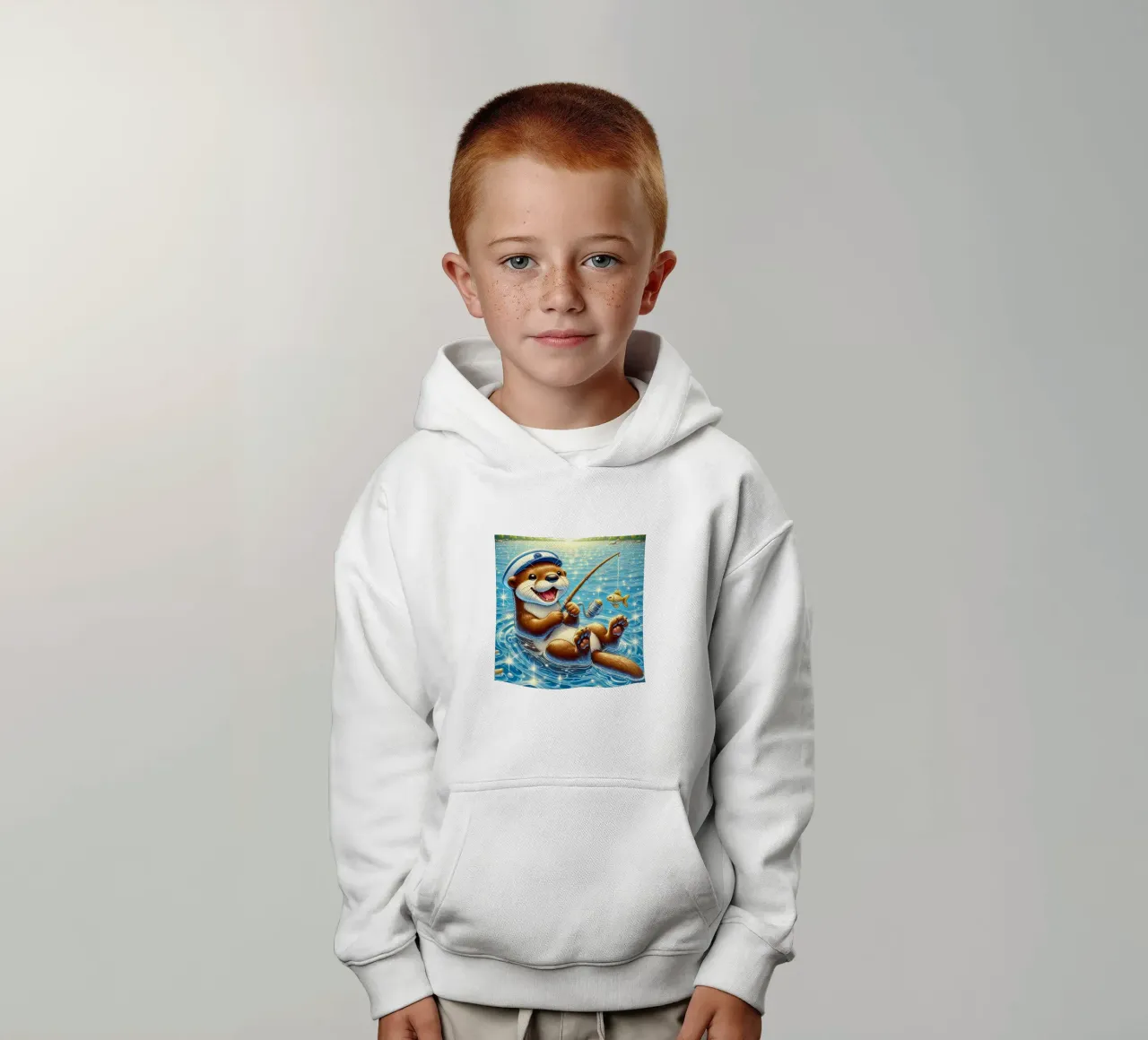 Lontra gioiosa con cattura d'oro felpa bambino con cappuccio da FluffyToons