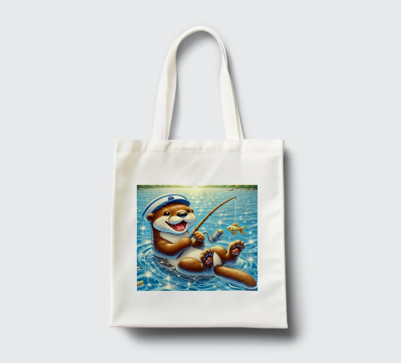 Lontra gioiosa con cattura d'oro borsa in juta da FluffyToons