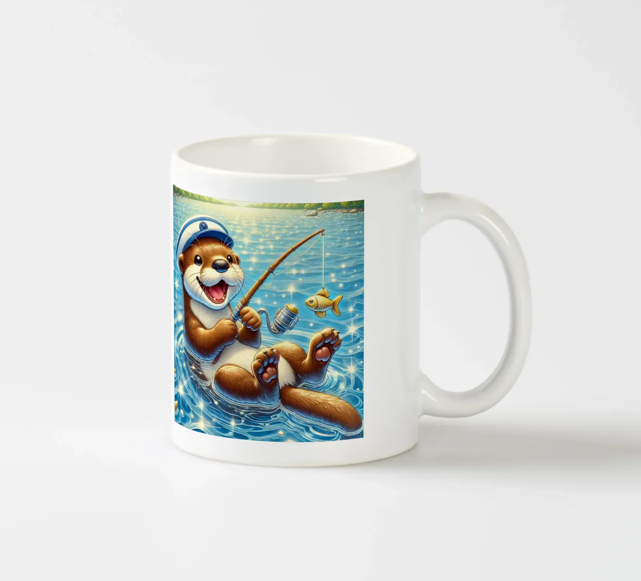 Lontra gioiosa con cattura d'oro tazza in ceramica da FluffyToons