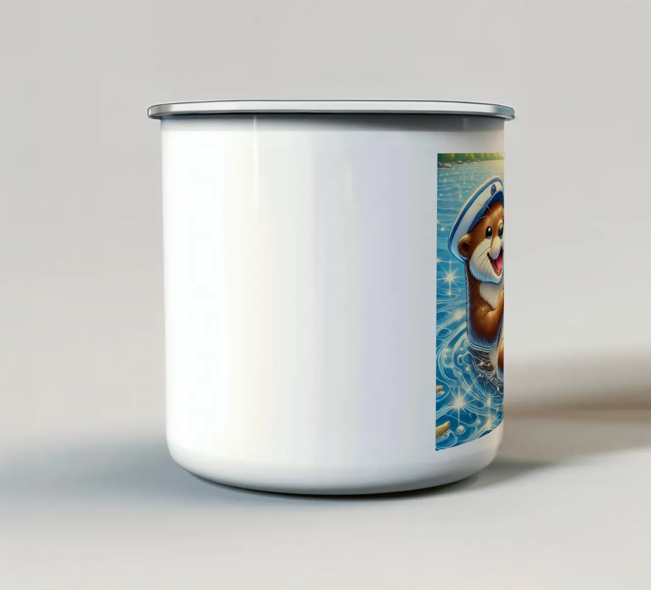 Lontra gioiosa con cattura d'oro tazza in smalto da FluffyToons