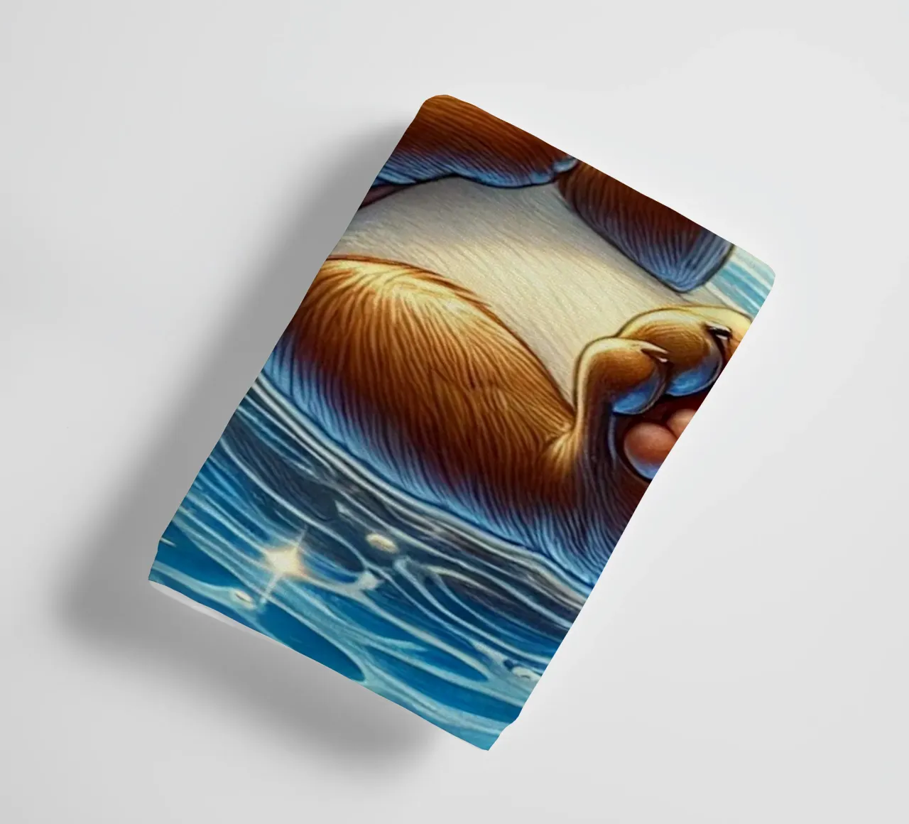 Joyful Otter with Golden Catch towel by FluffyToons