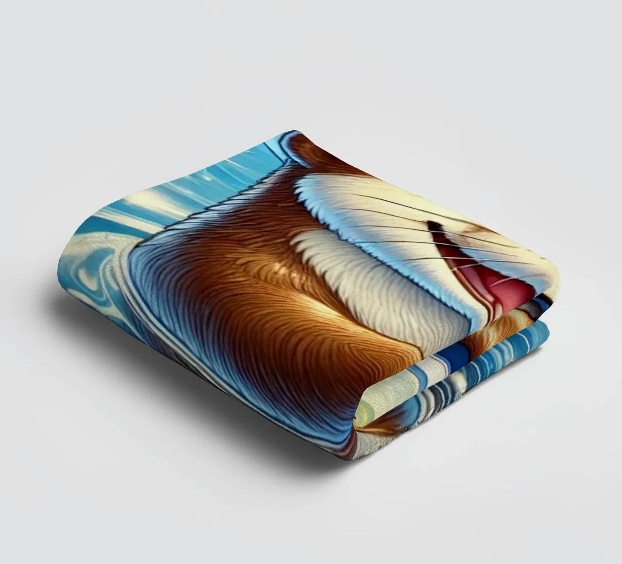 Joyful Otter with Golden Catch towel by FluffyToons