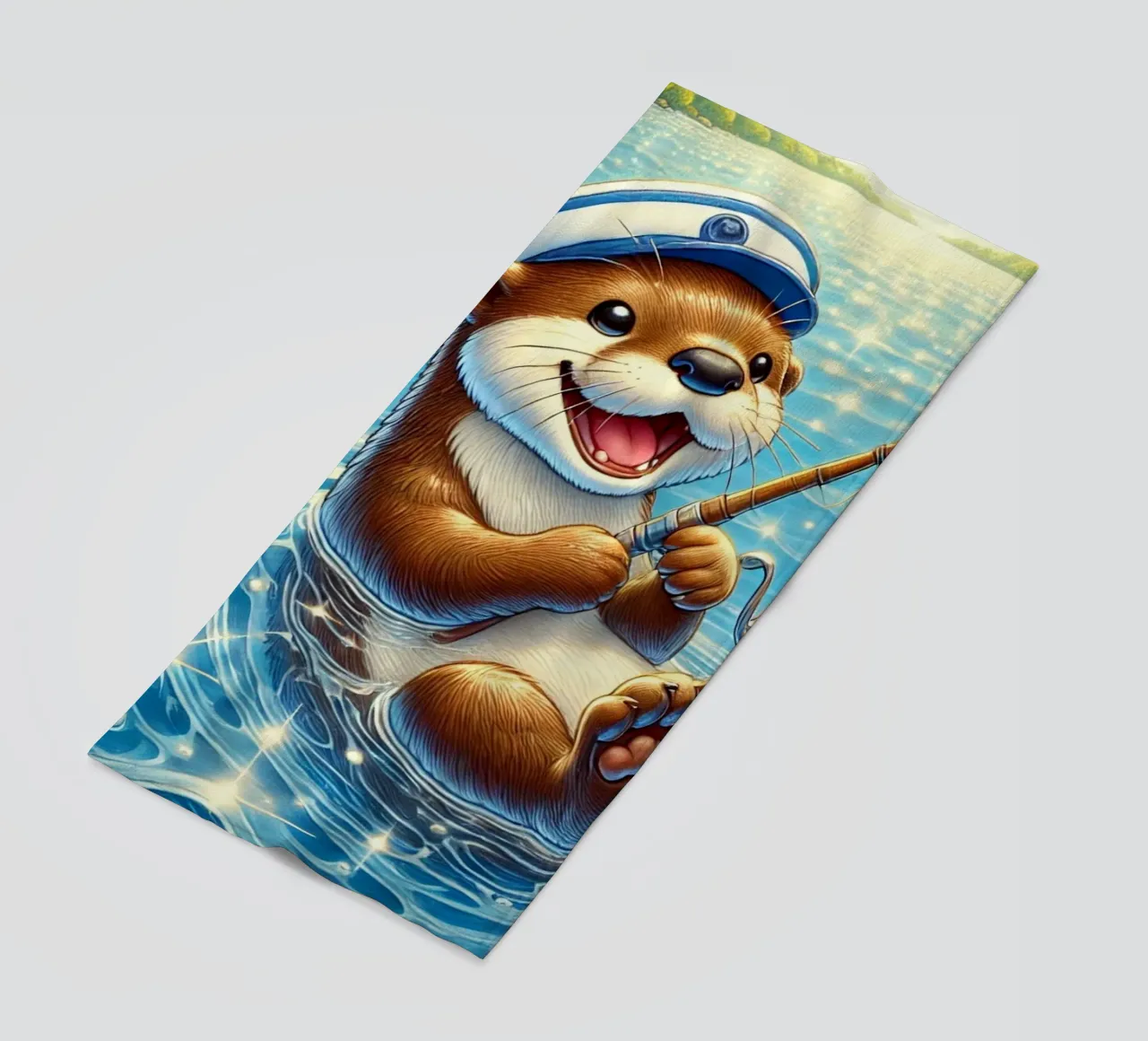 Lontra gioiosa con cattura d'oro telo mare da FluffyToons