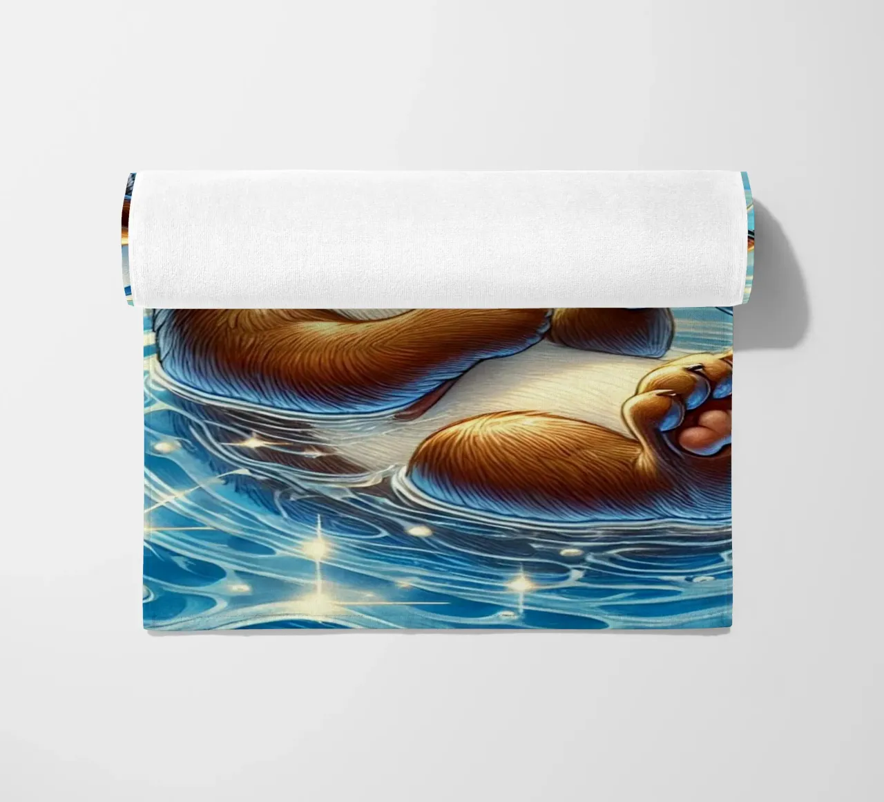 Lontra gioiosa con cattura d'oro telo mare da FluffyToons