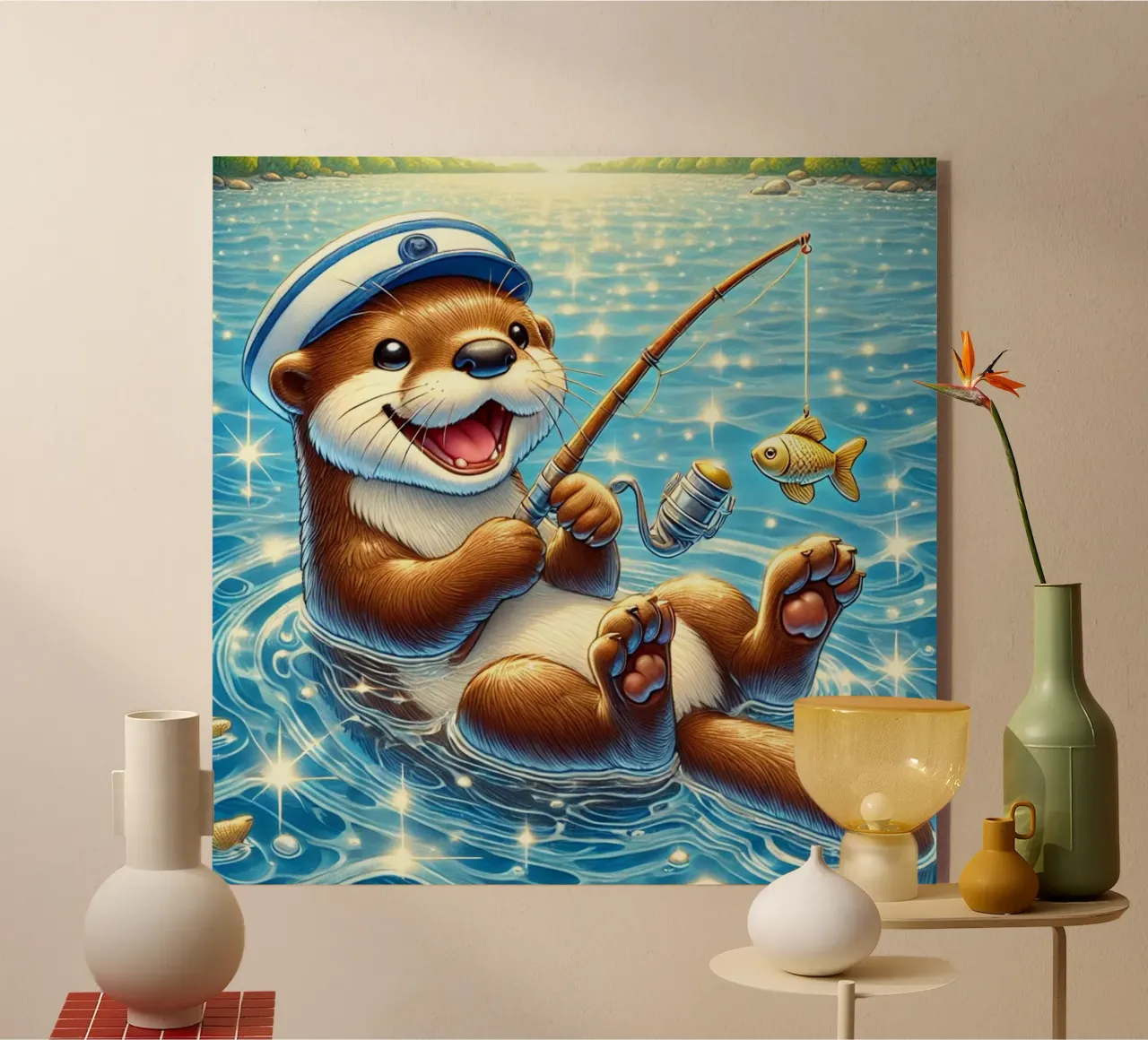 Lontra gioiosa con cattura d'oro plexiglass da FluffyToons
