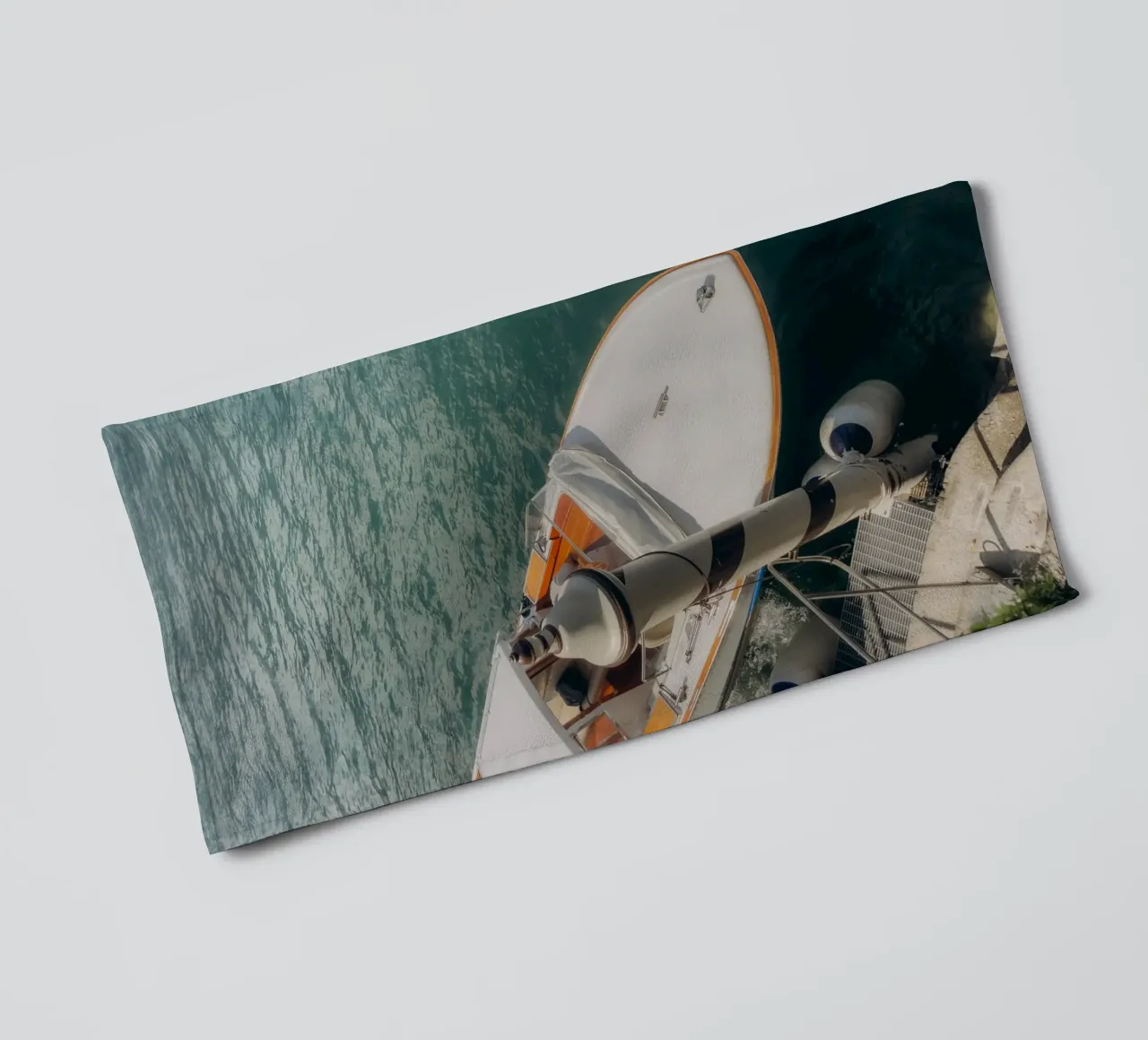 Lake Como Boat, Italian Wall Art, La Dolce Vita Luxury photo towel by TheTravelClub