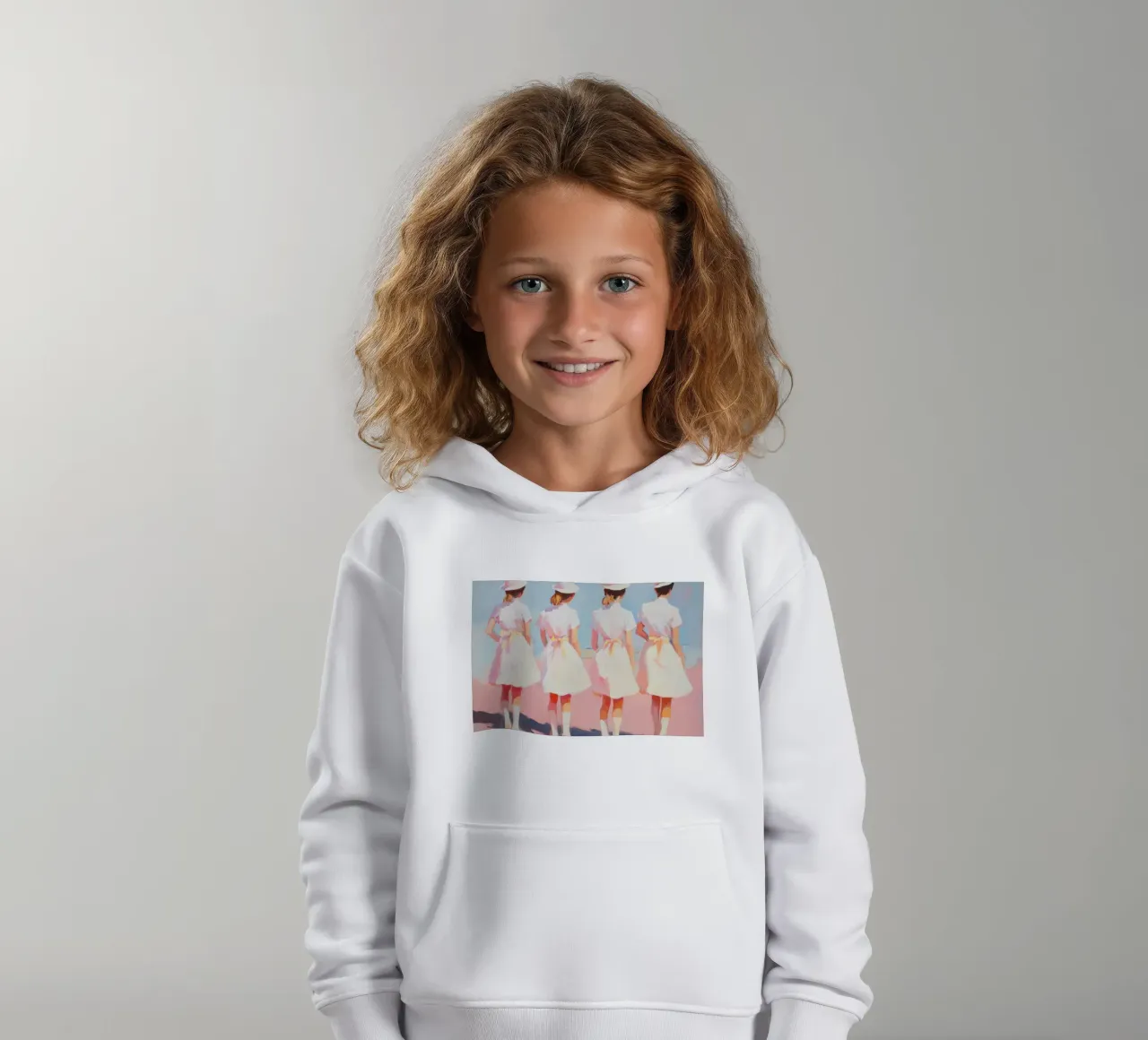 Retro White Uniform Ladies felpa bambino con cappuccio da Melloi Art Print