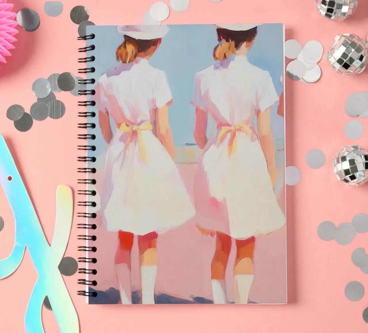 Retro Weiß Uniform Damen Ringbuch von Melloi Art Print