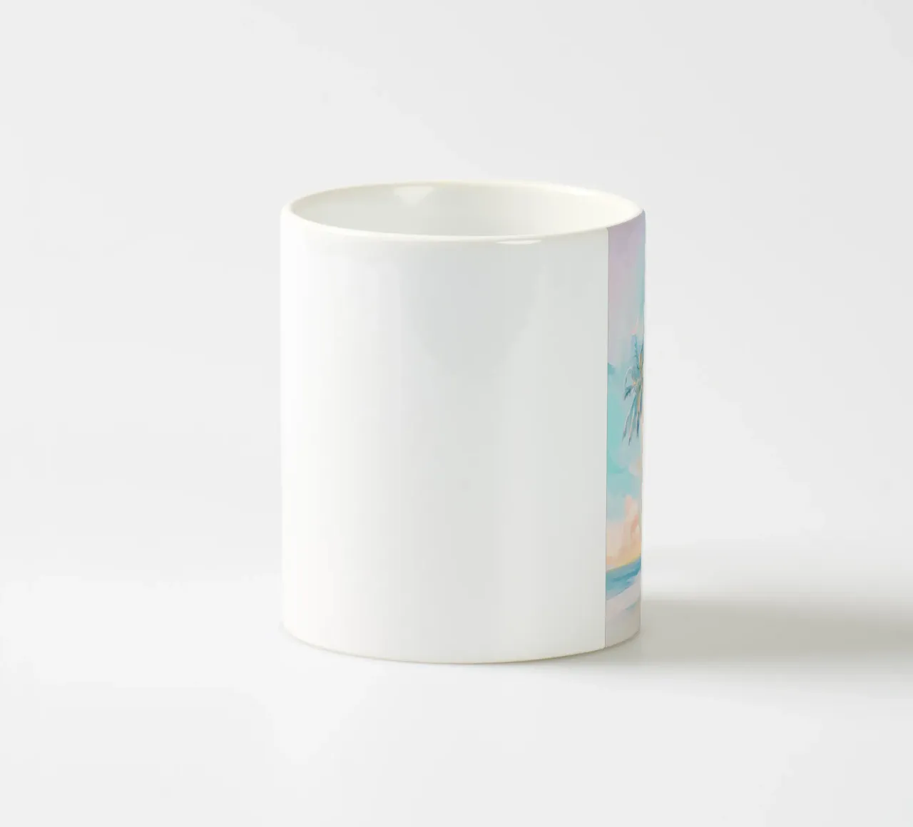 Spiaggia pastello e alberi di cocco tazza in ceramica da Melloi Art Print