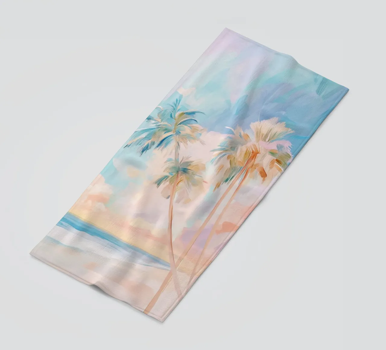 Spiaggia pastello e alberi di cocco telo mare da Melloi Art Print