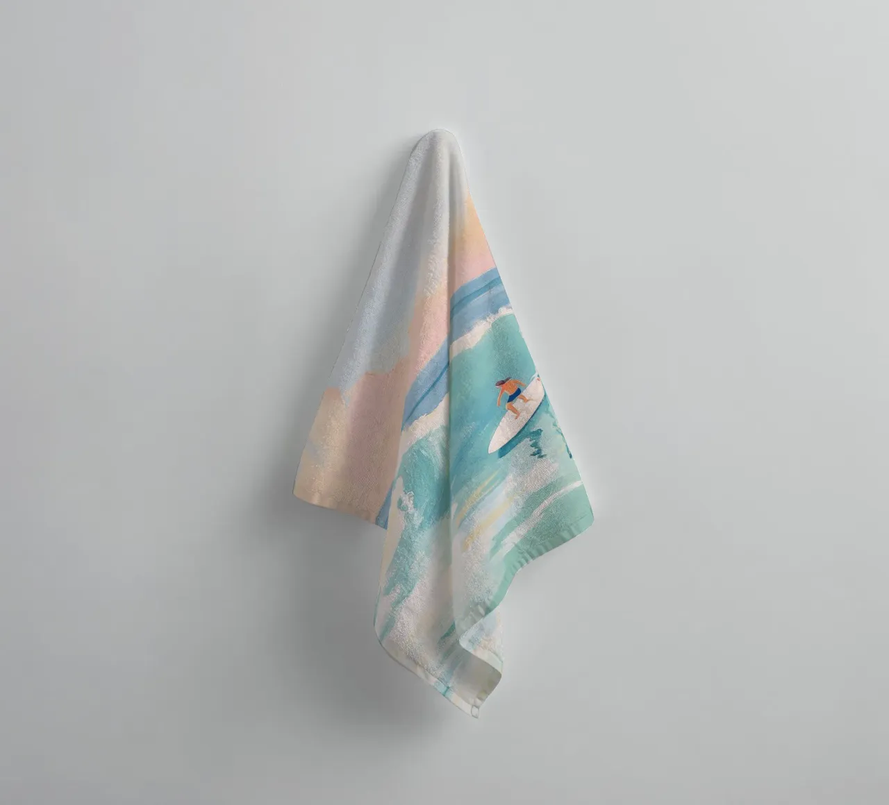 Sunset Surfer Ocean Wave Art towel by Melloi Art Print