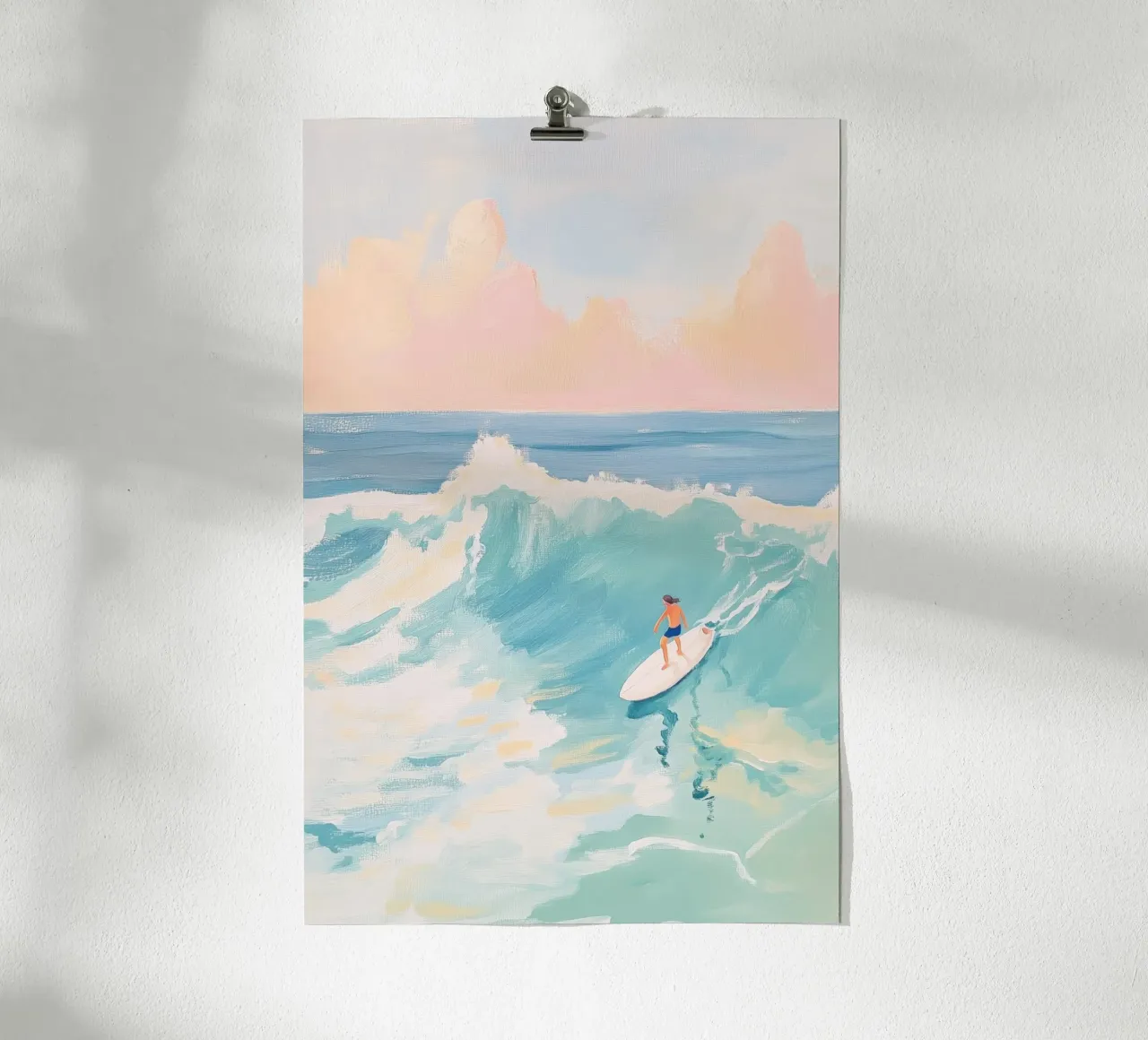 Sunset Surfer Ocean Wave Art poster de Melloi Art Print