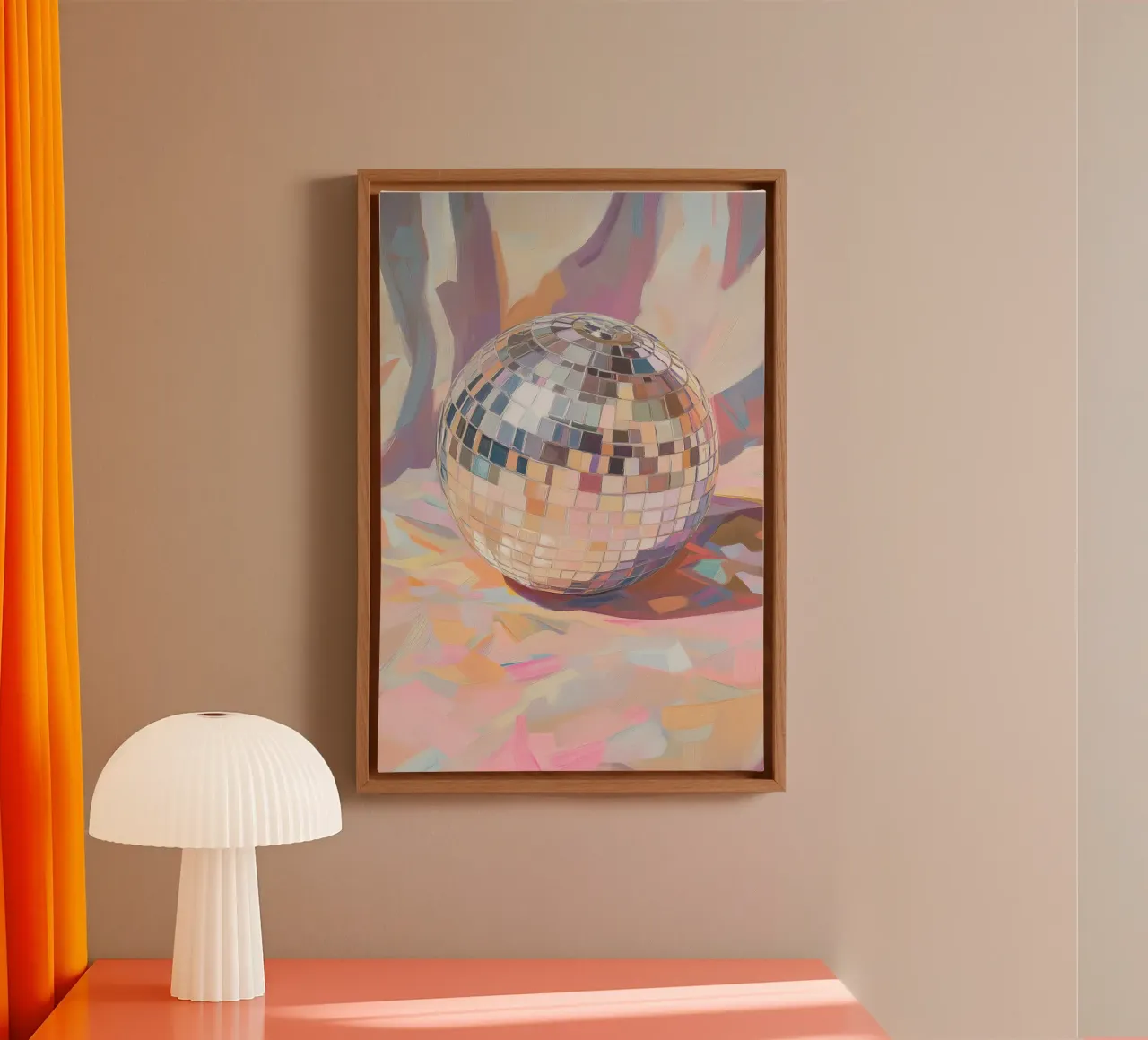 Pittura a palla da discoteca tela con Cornice a cassetta da Melloi Art Print