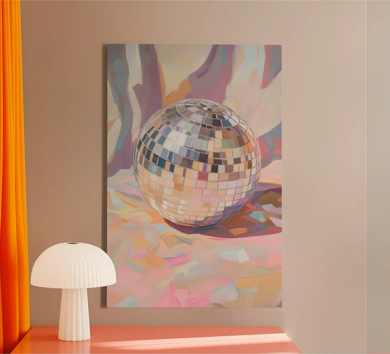 Pittura a palla da discoteca tela con Cornice a cassetta da Melloi Art Print