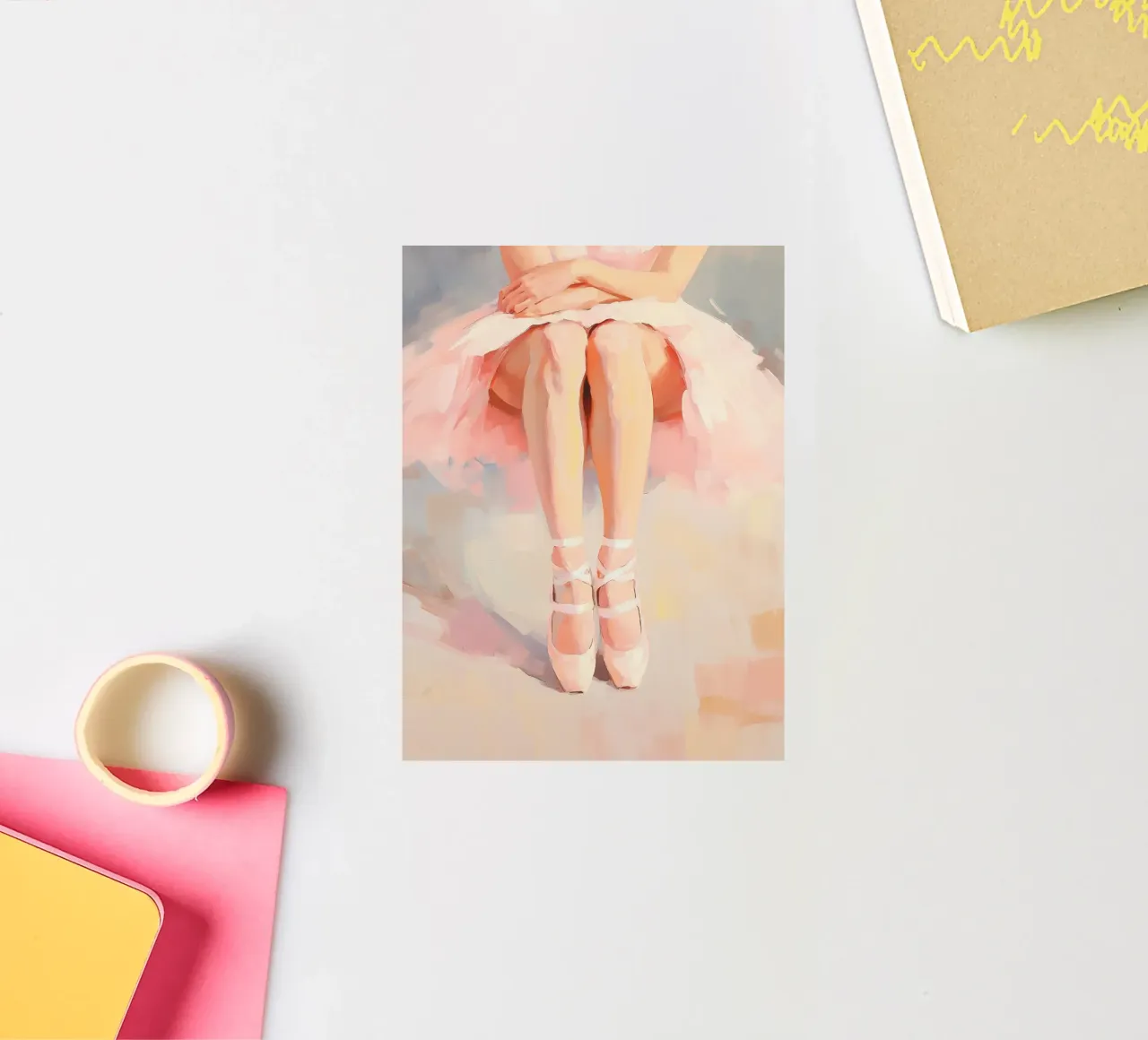 Danseuse de ballet rose autocollant de Melloi Art Print