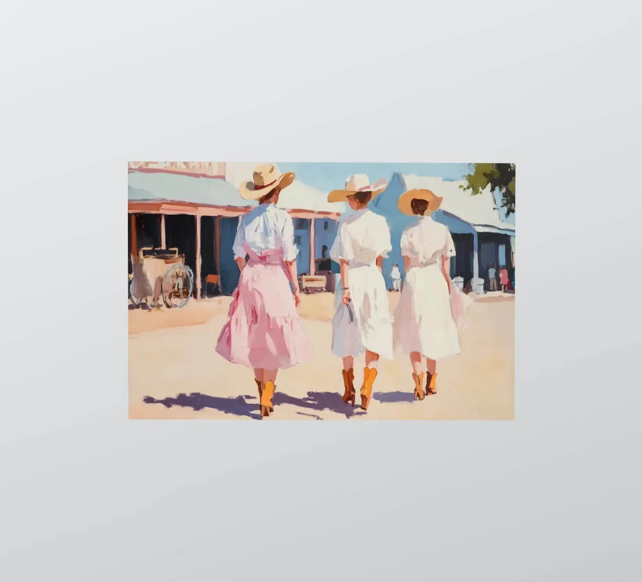 Vintage Western Ladies in Town sticker by Melloi Art Print