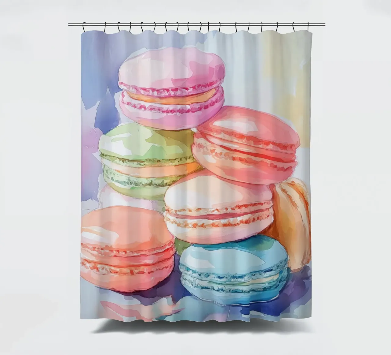 Macarons colorati tenda da doccia da Melloi Art Print
