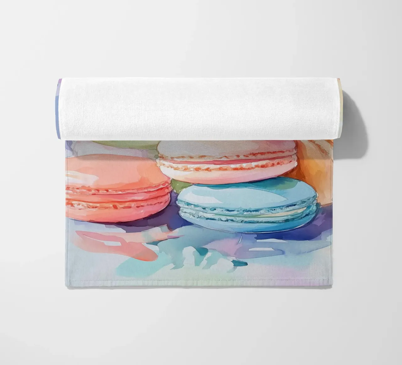 Macarons colorati telo mare da Melloi Art Print