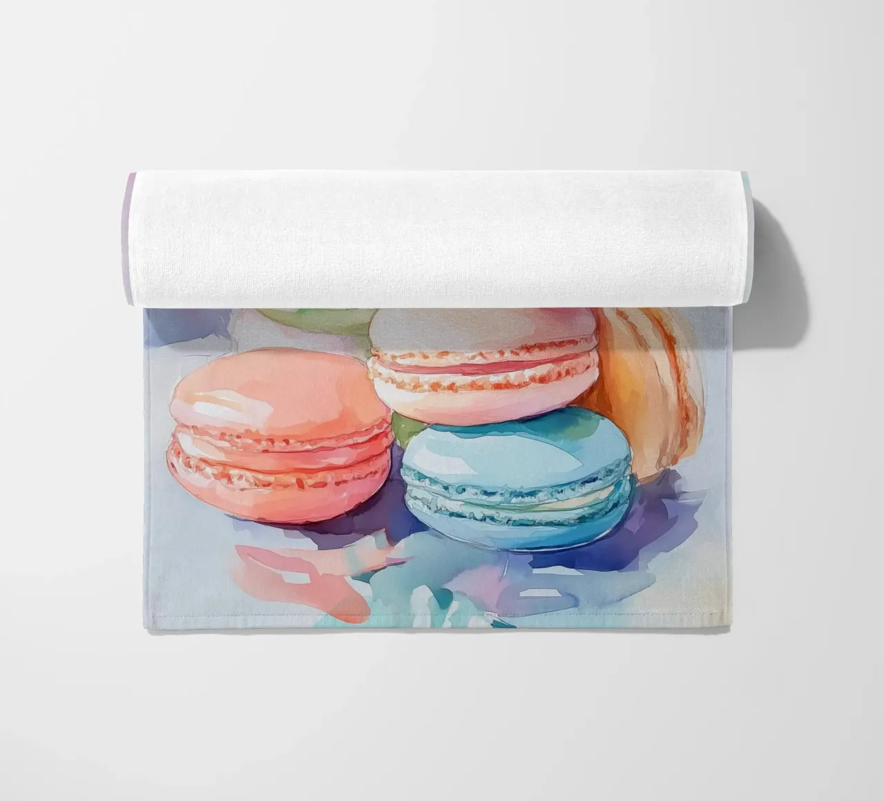 Macarons colorati telo mare da Melloi Art Print
