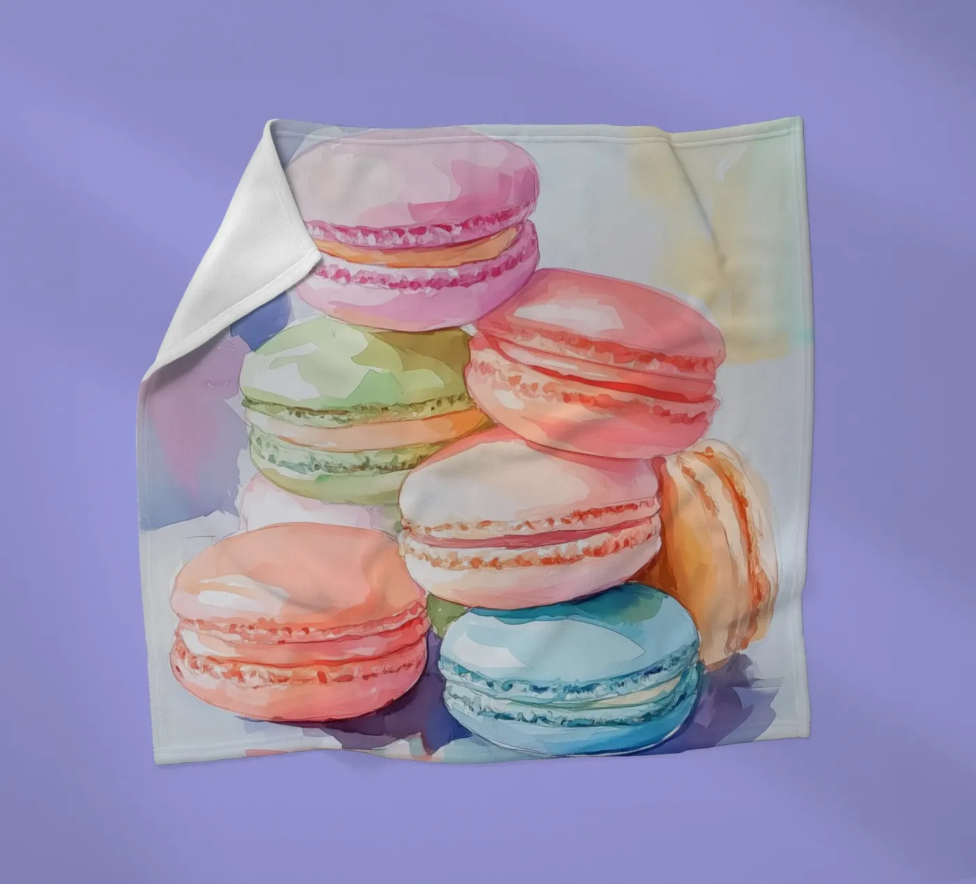 Colorful Macarons Fleecedecke von Melloi Art Print