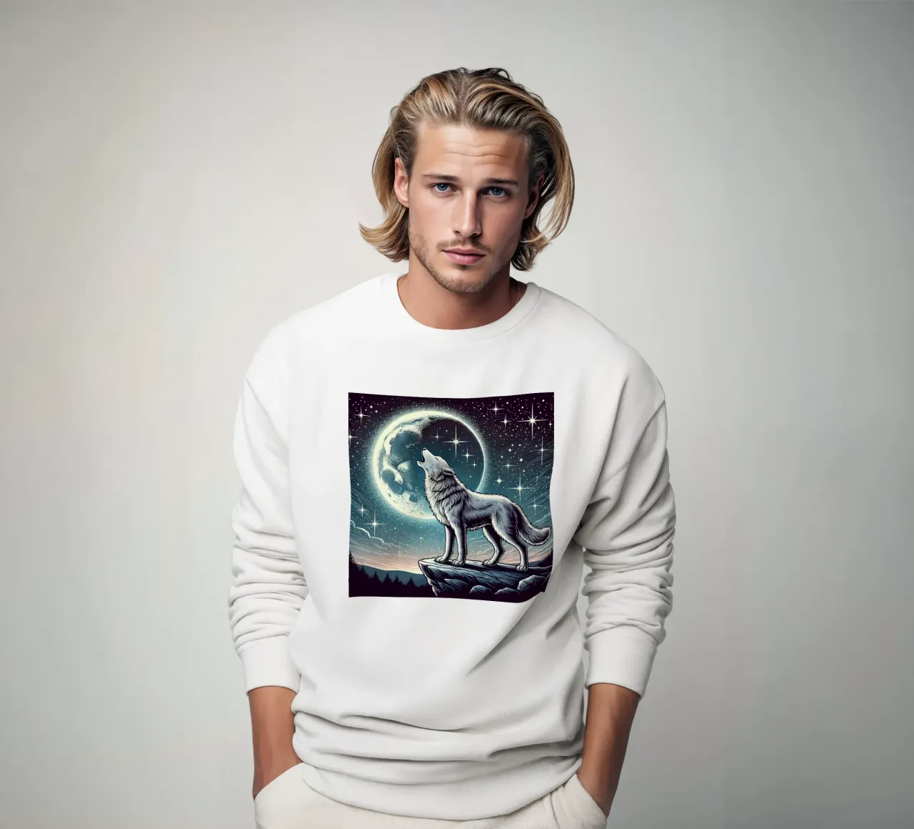Lupo d'argento che ulula alla luna felpa da FluffyToons