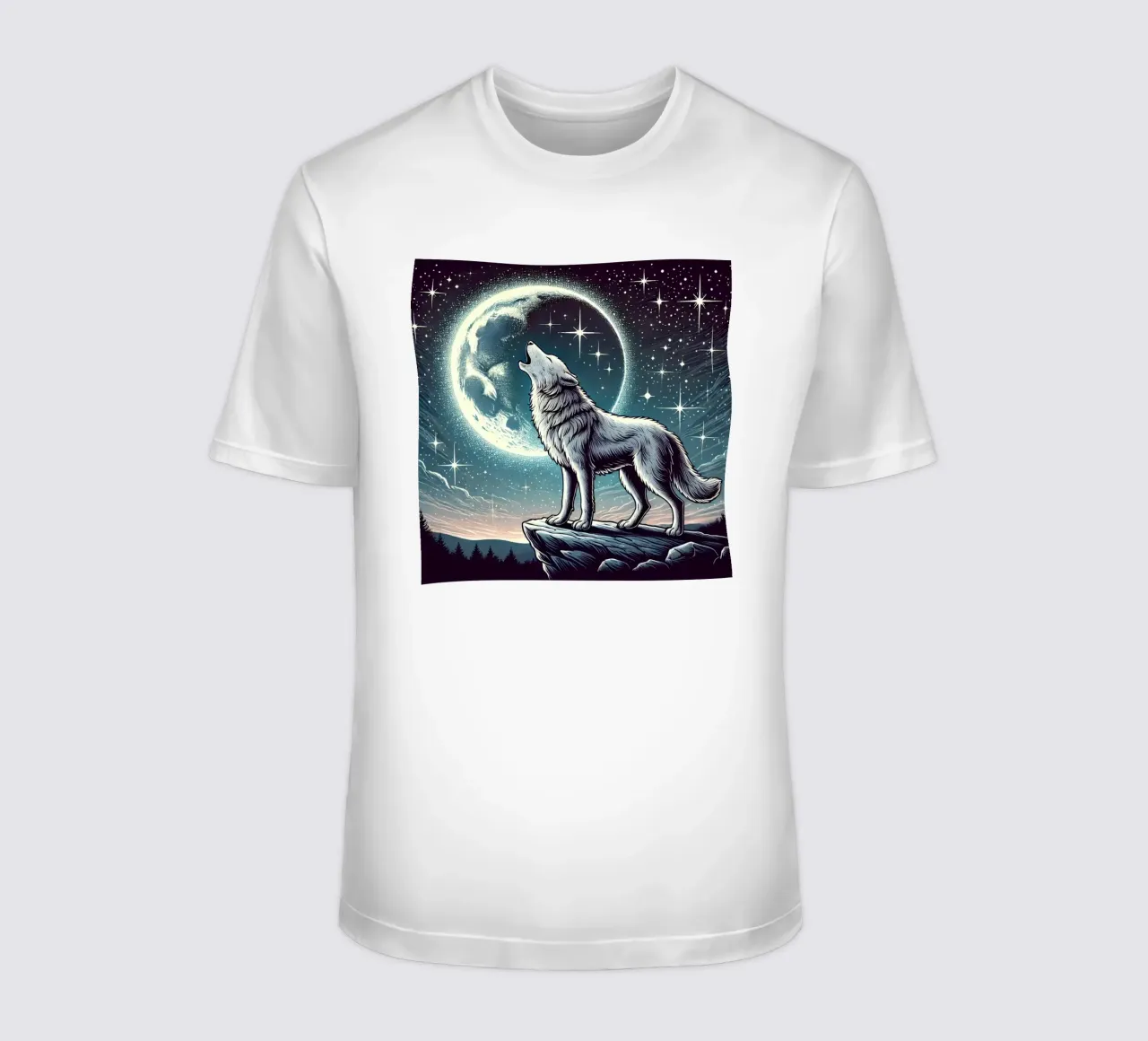 Lupo d'argento che ulula alla luna t-shirt da FluffyToons