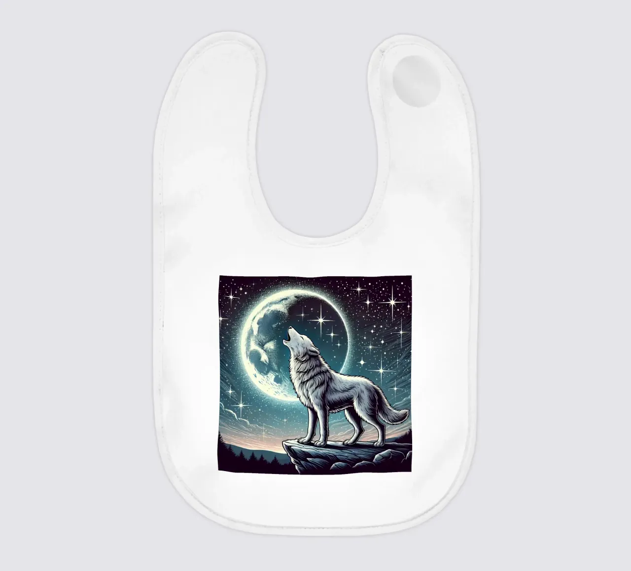 Lupo d'argento che ulula alla luna bavaglino da FluffyToons