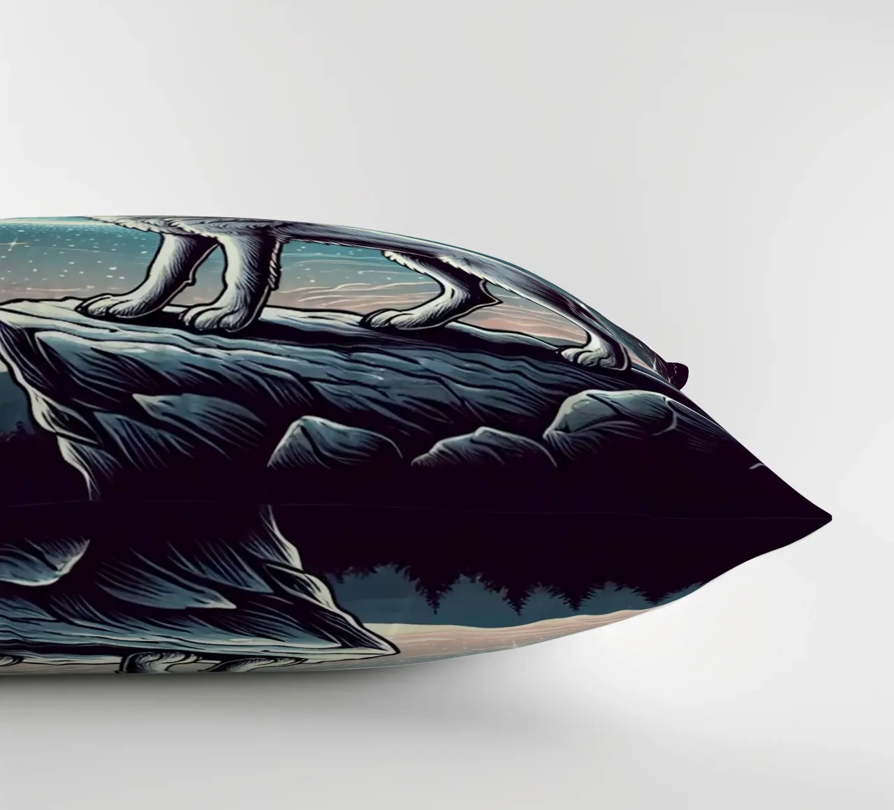 Lupo d'argento che ulula alla luna cuscino da FluffyToons