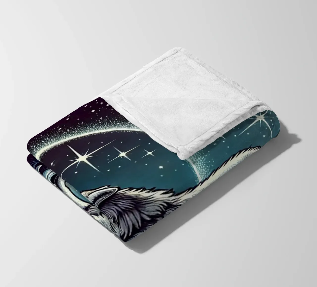 Lupo d'argento che ulula alla luna coperta in pile da FluffyToons