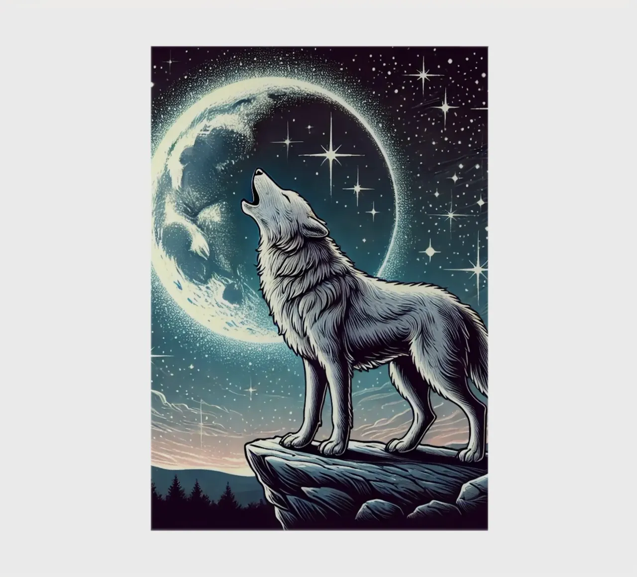 Lupo d'argento che ulula alla luna diario da FluffyToons