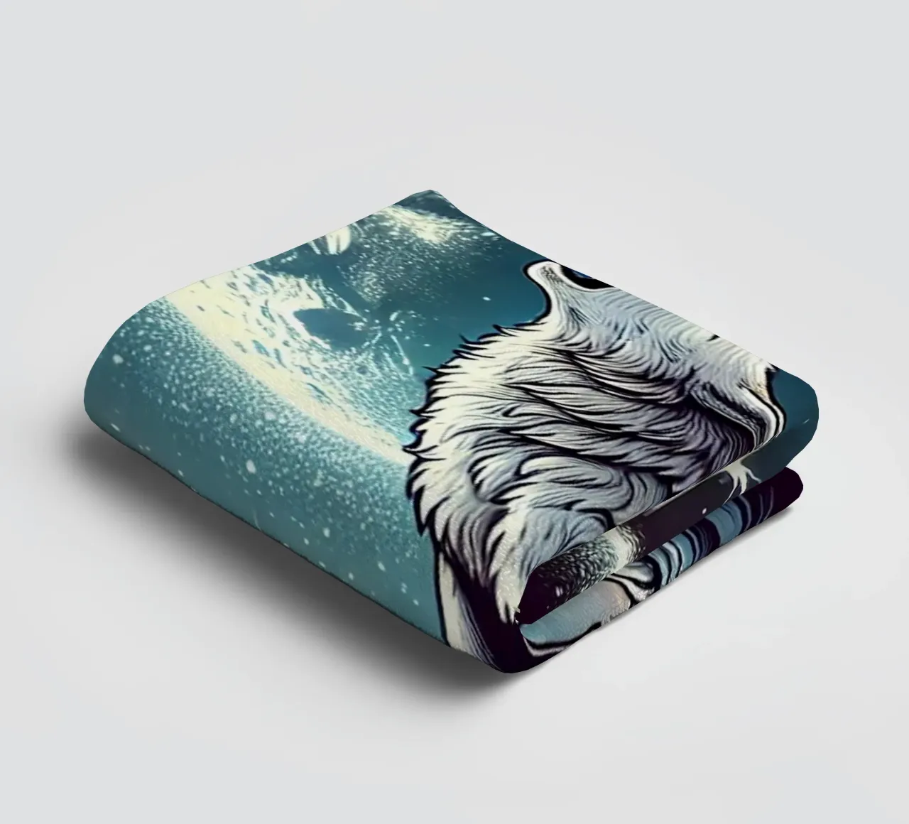 Lupo d'argento che ulula alla luna asciugamano da bagno da FluffyToons